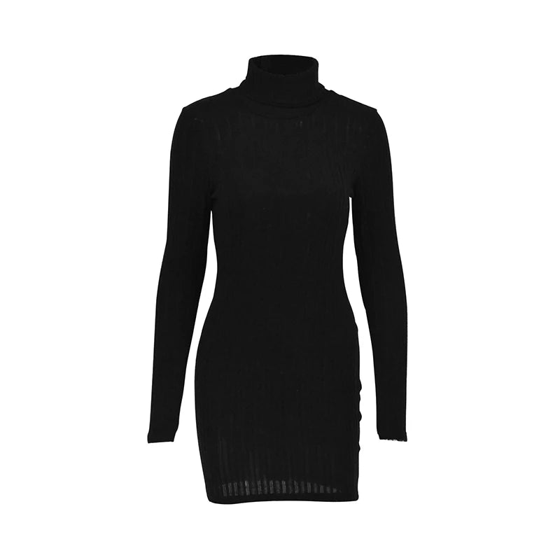 New Solid Dresses Autumn Winter Women Long Sleeves