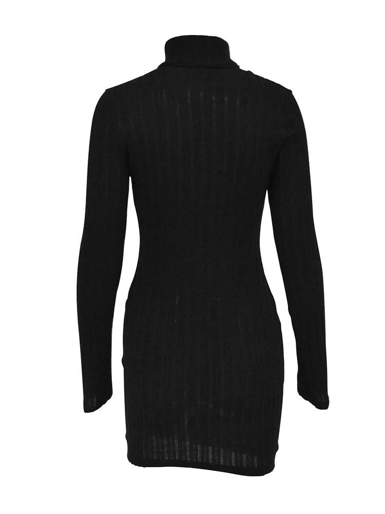 New Solid Dresses Autumn Winter Women Long Sleeves