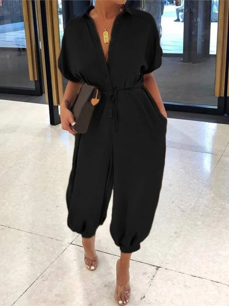 Women Elegant Leopard Print Pocket Rompers