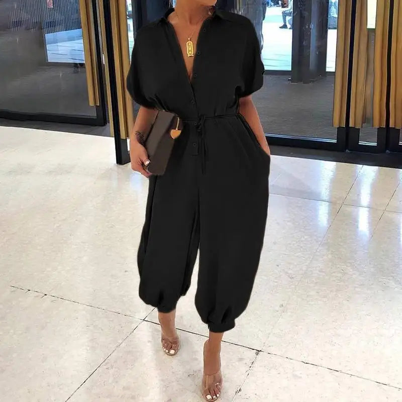 Women Elegant Leopard Print Pocket Rompers