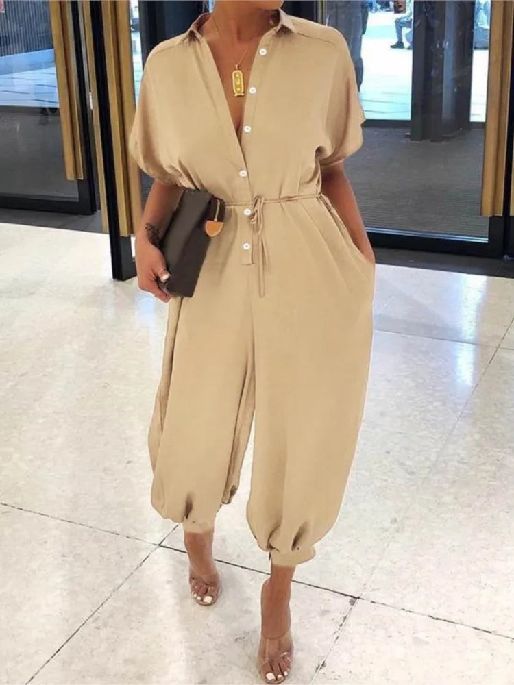 Women Elegant Leopard Print Pocket Rompers