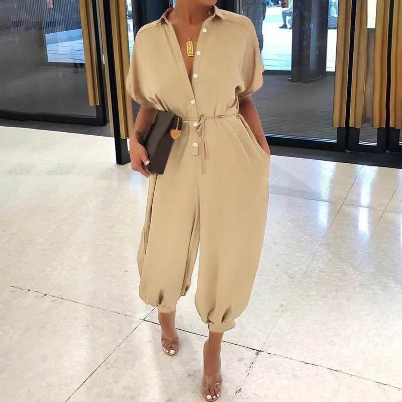 Women Elegant Leopard Print Pocket Rompers