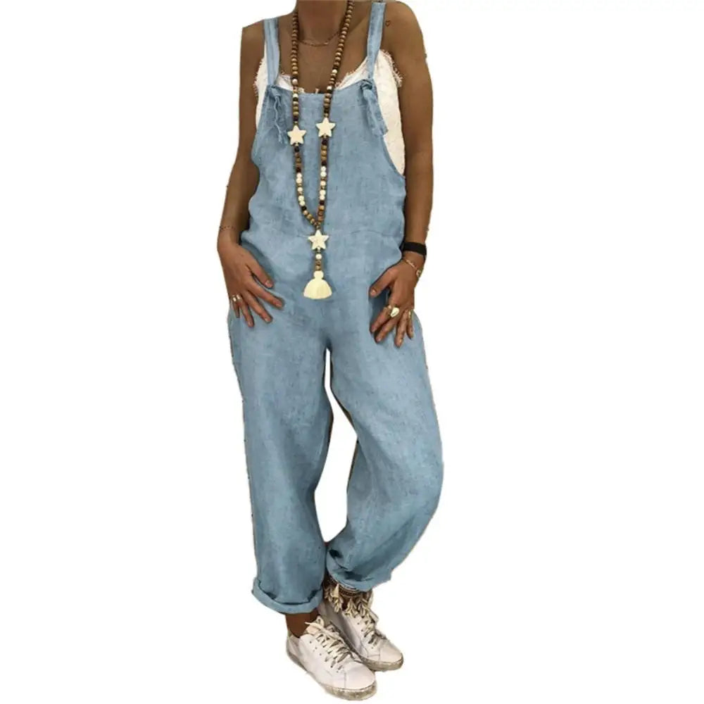 Woman Cotton Linen Suspender Pants